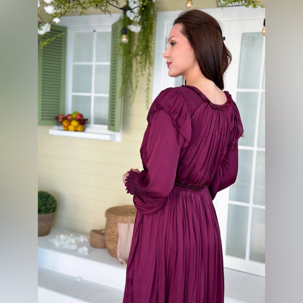 NWT Anna Khan & Sowears Plum Ruffle Maxi Dress Size Small - Picture 2 of 11